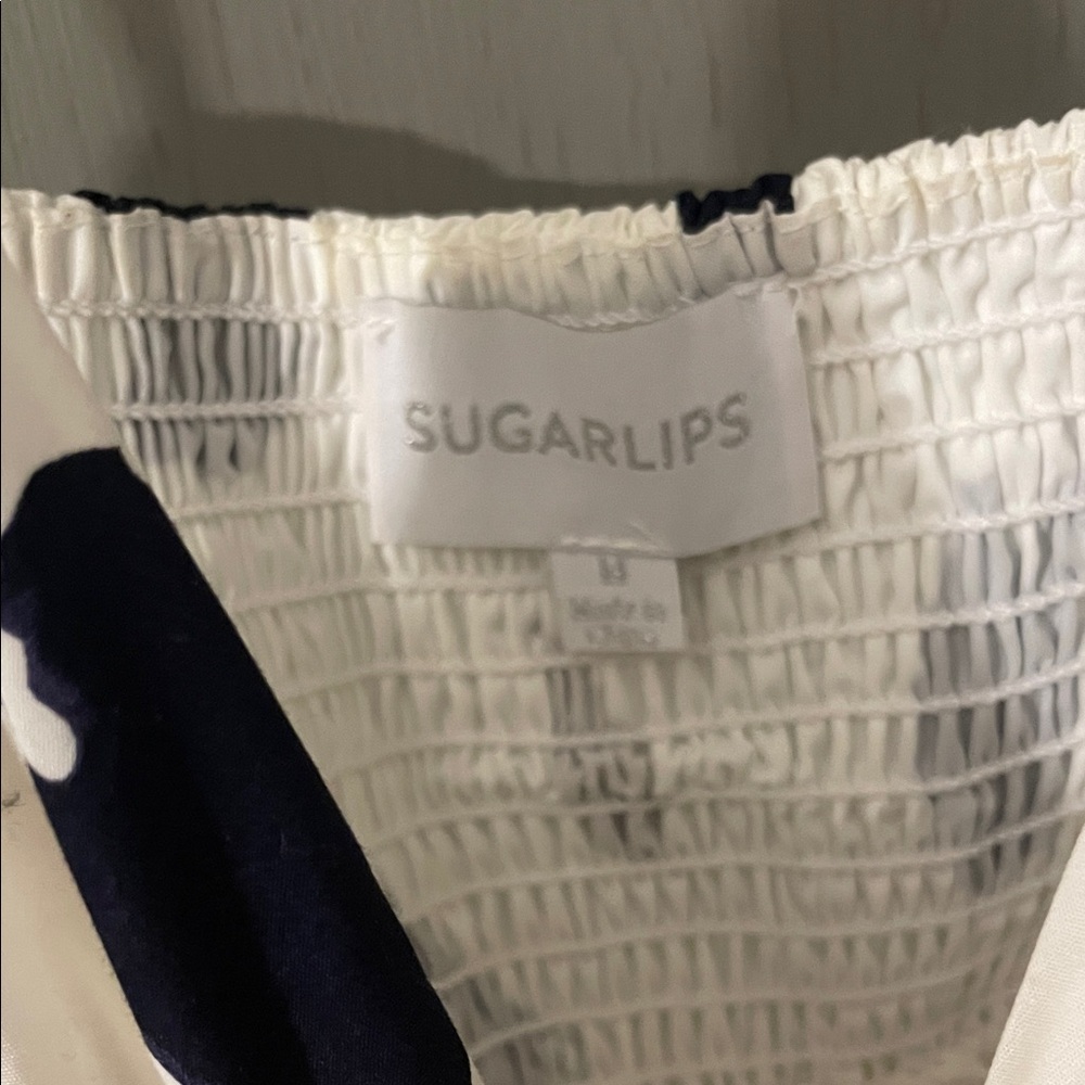 Sugarlips White Maxi Dress with Blue and Brown Pattern - Picture 4 of 6